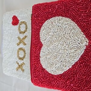 Valentine's Set Of 2 Beaded Coin Pouches. Made In India